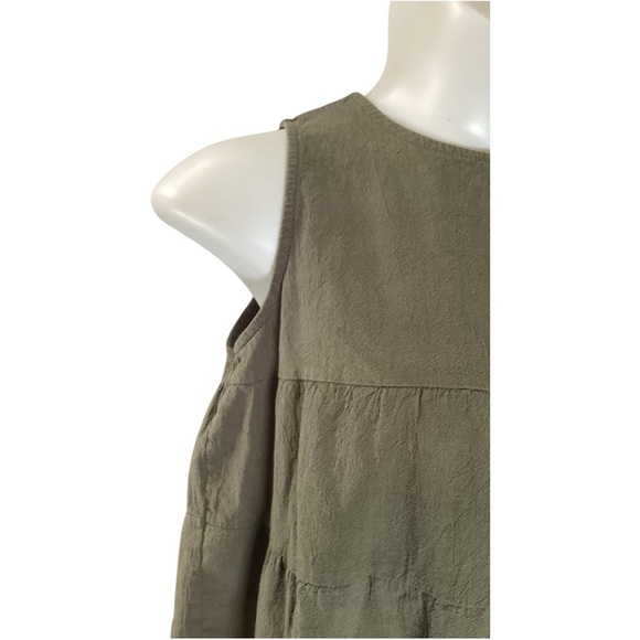 Olive Sleeveless Tiered Blouse, Stretch, Plus Size 2X - Picture 5 of 10